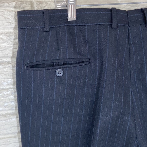 Hernando Trujillo Wool Blend Deep Navy Pinstripe Pleated Suit Dress Pants Sz 39 - Picture 5 of 6